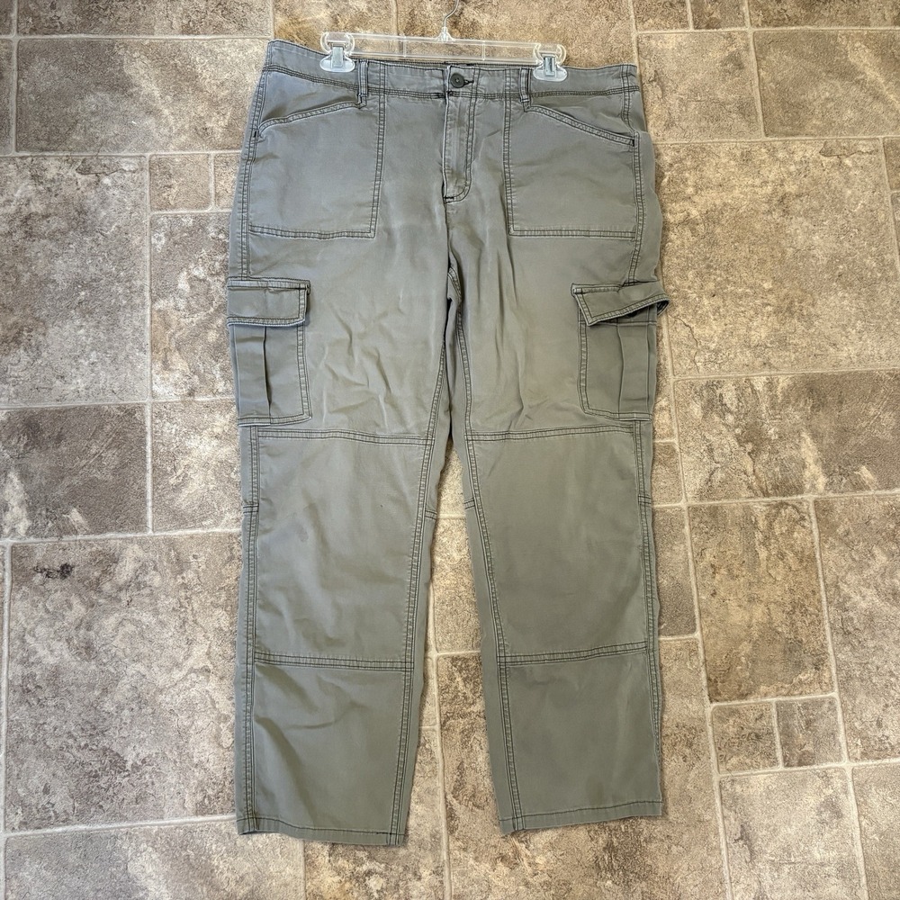 L.L. Bean Favorite Fit Cargo Pants Women's 16 Dusty Olive Canvas Utility